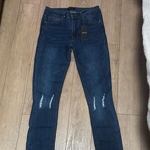Dark Blue Distressed Jeans